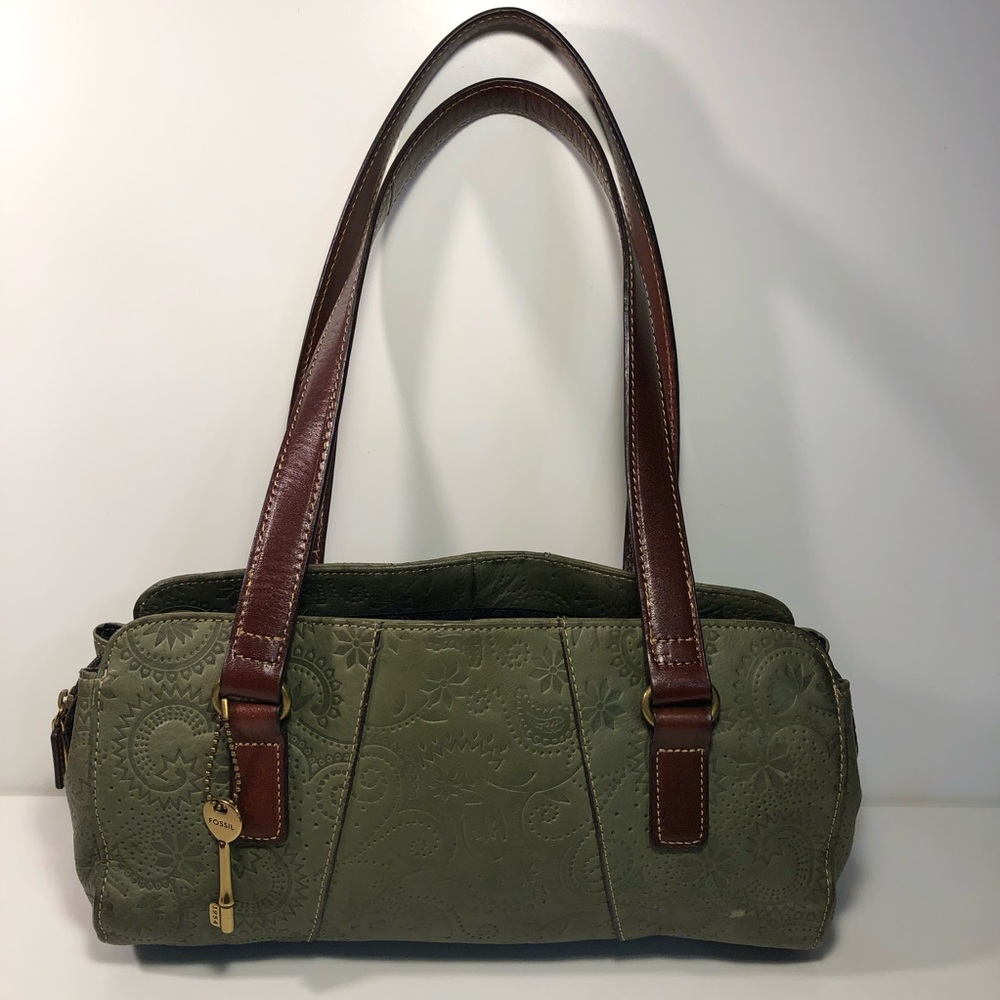 NWOT Fossil Vintage Green Paisley Embossed Leather